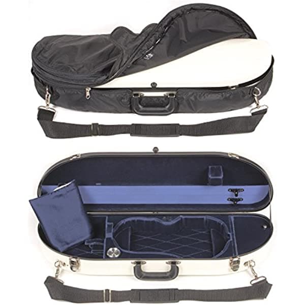 bobelock 1047 FV Funda de fibra de vidrio para violín 4/4 con azul Interior de Terciopelo y una bolsa protectora, Blanco BHBU0503A378