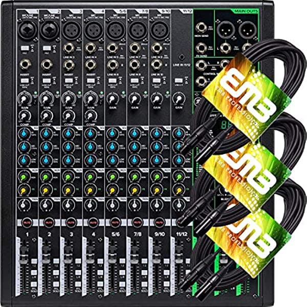 Mackie ProFX12v3 - Mezclador compacto de 12 canales con efectos integrados y USB + EMB XLR paquete de cables EXLR ProFX12v3+EXLR