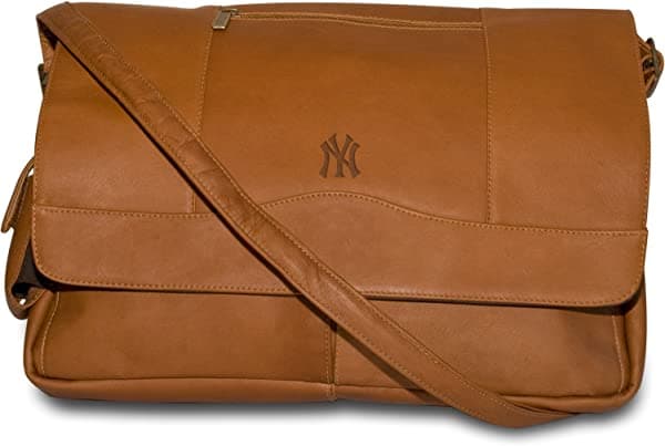Pangea Brands MLB - Bolso bandolera para notebook de cuero marrón, Multi PA-156-T-NYY