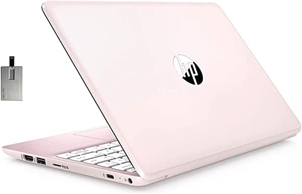 HP Stream 11.6" HD 2021 notebook, procesador Intel Celeron N4000, 4 GB RAM, 64 GB eMMC, 1 año Office 365, cámara web, Intel UHD Graphics 600, Bluetooth, Windows 10 S, rosa, tarjeta USB SnowBell de 32 GB