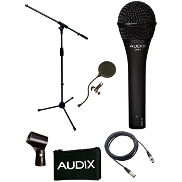 Audix om7 Bundle de micrófono con micrófono boom stand, XLR Cable Y Filtro pop Popper Tapón 10783270