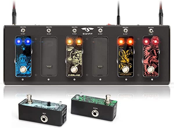 SWIFF - Sistema de pedales de guitarra multiefecto sin cable con 6 piezas de combinación de efectos de pedal y patente de innovación de EE. UU. (estilo de brida CB10)