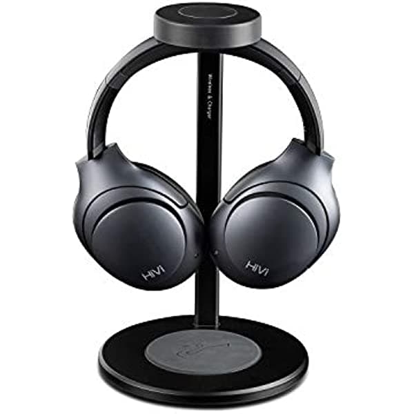 Swans HiVi AW85 auriculares con cancelación de ruido, auriculares inalámbricos Bluetooth over-ear con micrófono, modo de transparencia, primer soporte de carga inalámbrico, negro