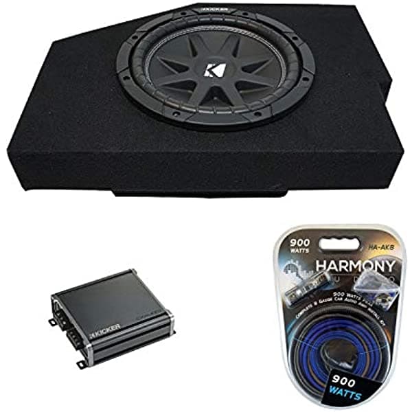 Harmony Audio Kicker bundle compatible con Dodge Ram Quad 2002-2015, 43C104-N single 10" Comp C10 cargado caja para subwoofer con amplificador KIC19-46CXA4001 y HA-AK8 8 Gauge kit de instalación de amplificador KICKER16-PACK1717