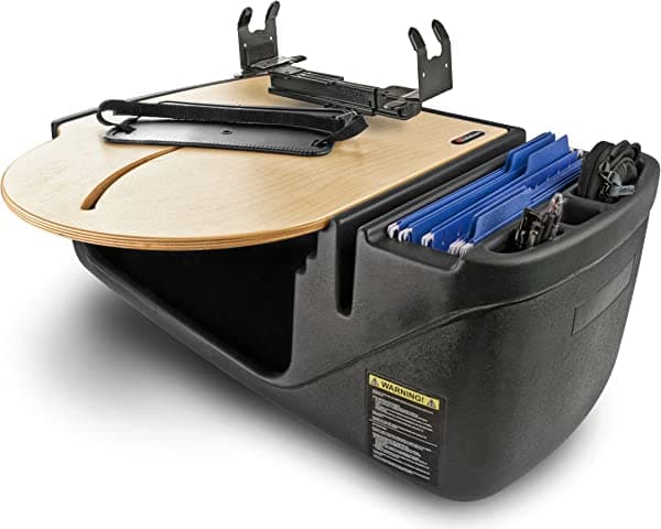 AutoExec Road Car Super-01 RoadMaster - Escritorio para automóvil con inversor de potencia de salida continua de 200 W integrado, Base para impresora, talla única AUE00486