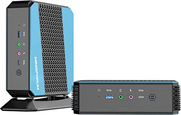 MINISFORUM EliteMini UM690 Windows 11 Mini PC 32GB DDR5 RAM 512GB SSD AMD Ryzen 9 6900HX 8C/16T Computadora de escritorio, 4K @60Hz HDMI ×2/USB4 Salidas, 2.5G LAN, AMD Radeon 680M Graphics, compatible con encendido automático ‎HX90