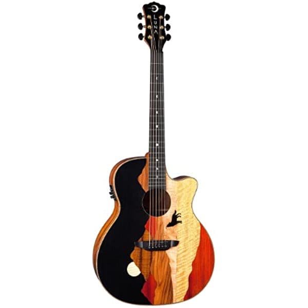 Luna vistawolf Grand Auditorium acoustic-electric Guitarra, Ebony Fretboard