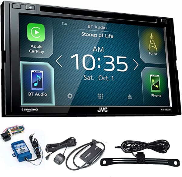 JVC kw-v830bt Android Auto/Apple carplay CD/DVD con sintonizador SiriusXM, copias de seguridad de cámara, interfaz de control Volante 841992107151