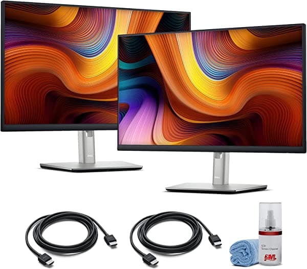 6th Ave Electronics 2 monitores IPS Dell P2422H de 24 pulgadas Full HD 1080p, 16:9 (P2422H) + 2 cables HDMI + kit de limpieza LCD P2422H_EDI_2
