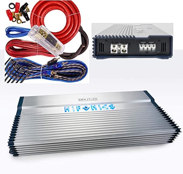 Hifonics BXX3000.1D Brutus Class D 3000W RMS - Amplificador de subwoofer para coche con kit de amplificador BXX3000.1D+KIT