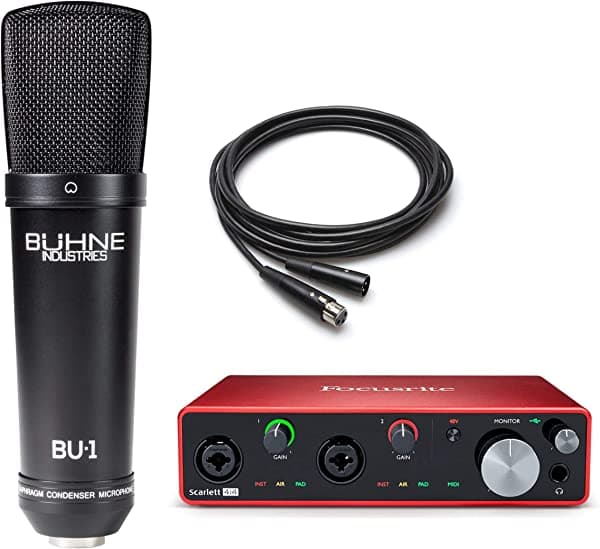 Focusrite Scarlett 4i4 3ª generación interfaz de audio USB con Buhne Industries BU-1 Mic