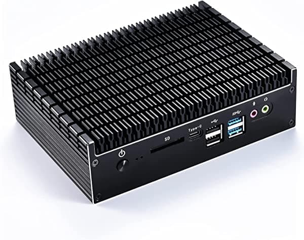 chatreey Mini PC sin ventilador, Intel Core i7 10510U (hasta 4.9GHZ), Windows 11 Pro/Linux, computadora de escritorio delgada, 16G DDR4 1TB NVME SSD, funda de metal, Ethernet Gigabit dual, compatible con encendido automático ‎WS10F
