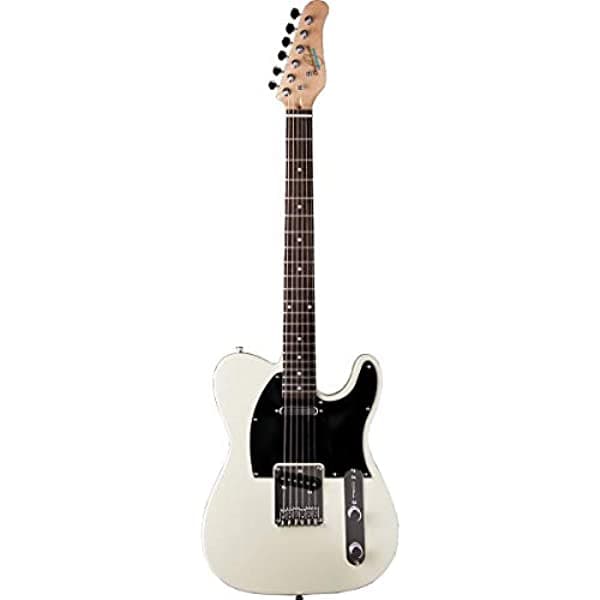 Oscar Schmidt Guitarra eléctrica de 6 cuerdas de corte único. Marfil, derecha, (OS-LT-IV-A)