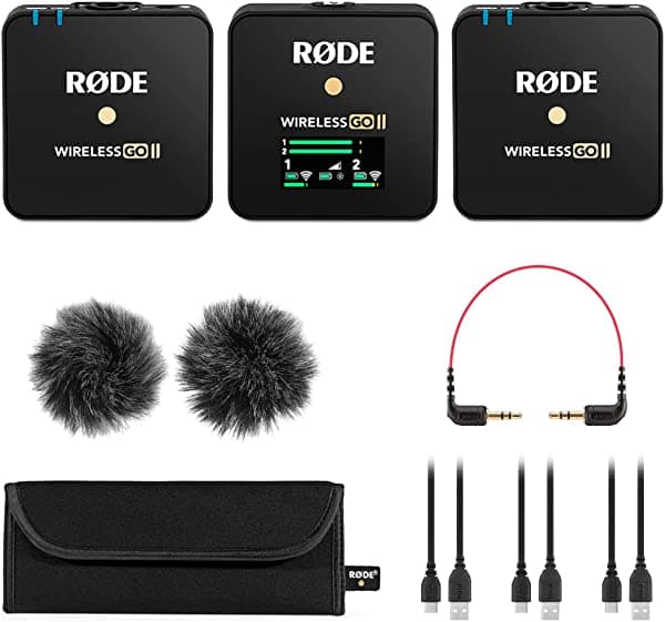 StreamEye Rode Wireless GO II Sistema de micrófono inalámbrico digital compacto dual con 2 transmisores, 1 receptor, accesorios incluidos paño pulido