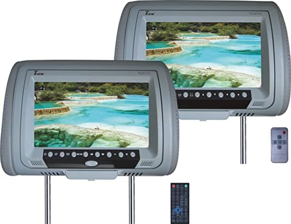 tview para reposacabezas de coche monitor con reproductor de DVD, gris T939DVPL-GR