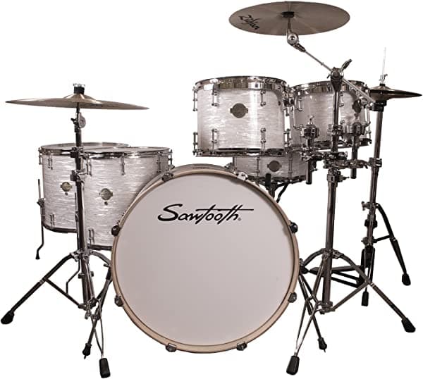 Sawtooth Command Series - Juego de batería de 6 piezas con batería de bajo de 24 pulgadas, ostra blanca ST-COM-6PC-24-WO