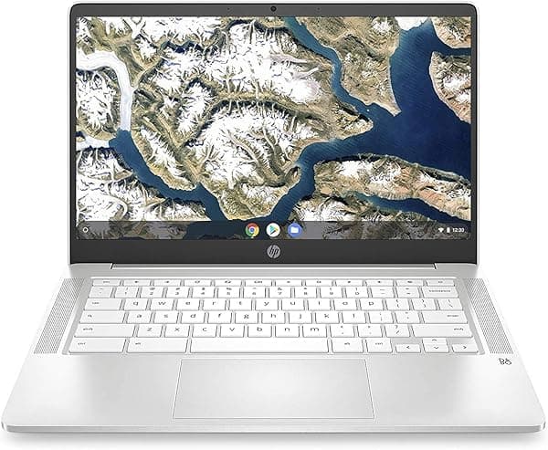 HP Chromebook 2021 14 pulgadas portátil con cámara web, Intel Celeron N4000 hasta 2,6 GHz, 4 GB LPDDR4 RAM, 32 GB eMMC, Bluetooth, Chrome OS, Blanco + NexiGo 32 GB tarjeta MicroSD Bundle