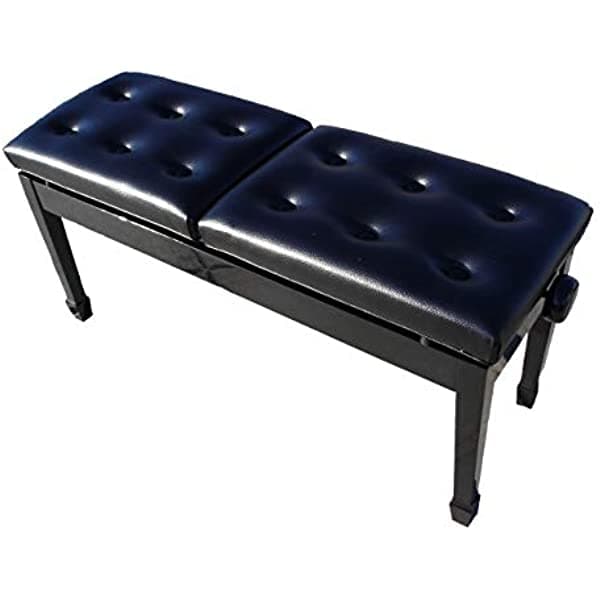 CPS Imports Taburete de banco de piano doble de dos asientos ajustable de lujo en ébano F101-12-E