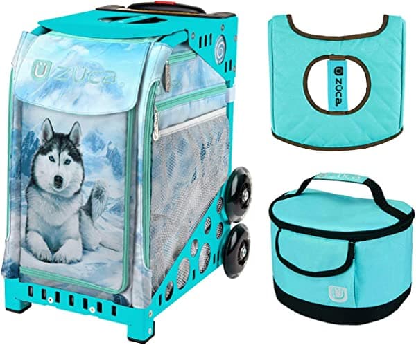 Zuca - Bolsa de deporte con funda para asiento y fiambrera (marco de color turquesa)
