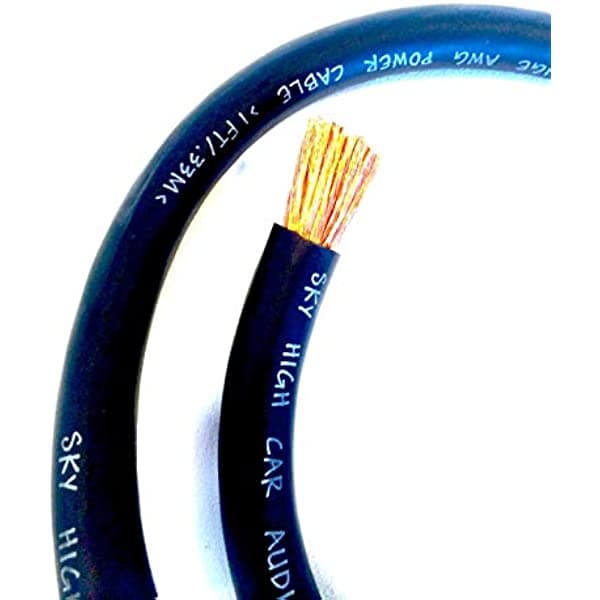 50 ft OFC 1/0 gauge Oversized Negro Power Ground Wire Cielo Audio de alta coche SHA-OFC0-50-BK