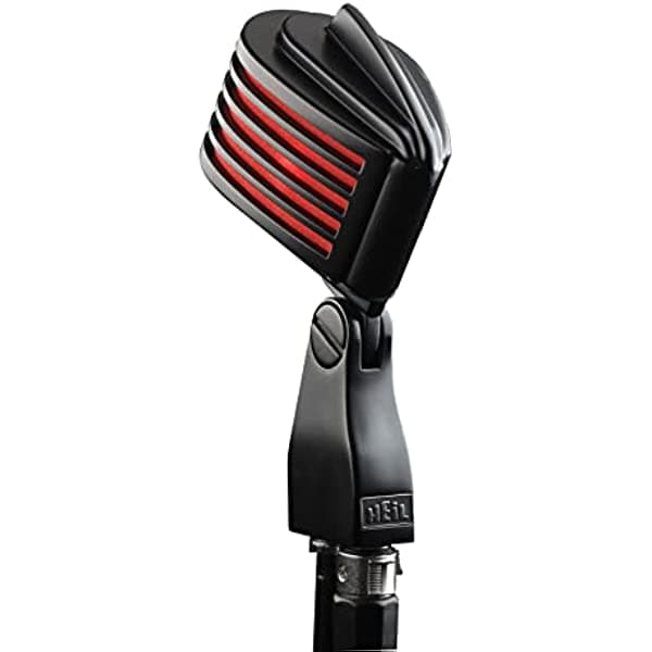 Heil Sound The Fin Dynamic Retro - Micrófono de estilo retro, cuerpo negro, LED rojo HEIL FINBKRD