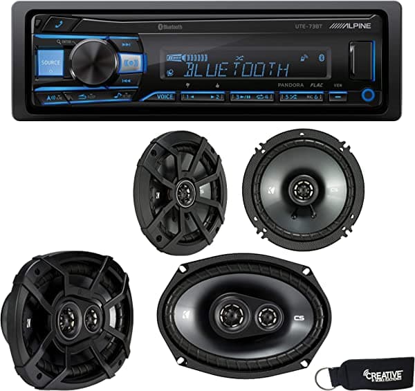 Alpine Receptor Bluetooth UTE-73BT (sin CD), un par de altavoces Kicker 43CSC654 de 6.5 pulgadas y altavoces 43CSC6934 de 6 x 9 pulgadas UTE-73BT+43CSC654+43CSC6934