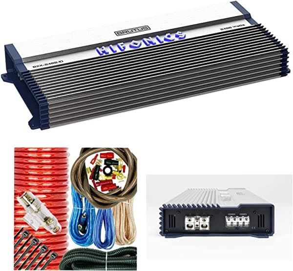 Hifonics BXX4000.1D Brutus Class D RMS - Amplificador de subwoofer para coche con kit de amplificador, 2400W / Monoblock BXX2400.1D+KIT