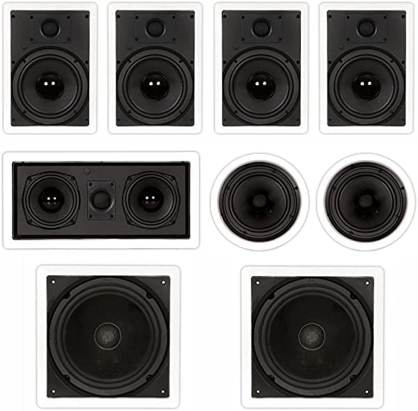 Theater Solutions TST87 - Altavoces de pared y techo de 8" (2000 W, sistema de altavoces 7.2)