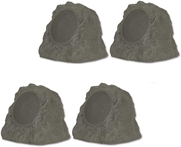 Theater Solutions B43GR - Juego de 4 altavoces totalmente inalámbricos de 240 W, batería recargable Bluetooth Rock, color gris pizarra B43GR-4S