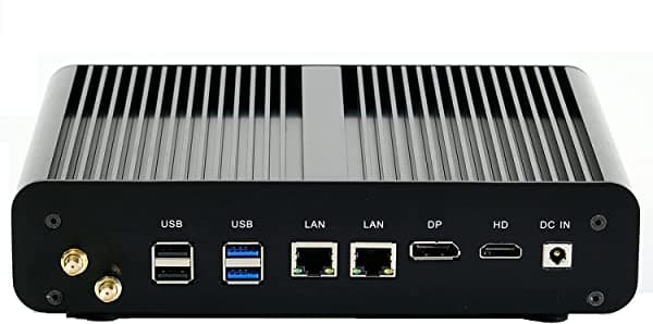 KINGDEL Mini computadora de escritorio sin ventilador, mini PC con CPU Intel i7, 16 GB de RAM, SSD de 512 GB, 2 puertos HD, 2 LAN, cuerpo de metal, Windows 11 Pro NC950
