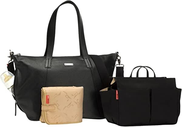 Storksak Noa - Bolso de hombro de cuero con organizador, color negro SK6914