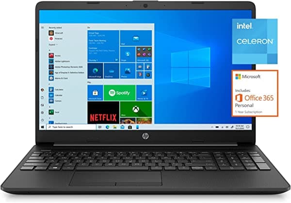 Generic HP 15.6" FHD, Celeron N4020, 4GB RAM, 128GB SSD, Windows 10 Home en modo S, gratis un año Microsoft Office, EROSEFLAMINGO Accesorios 15-dw1001wm