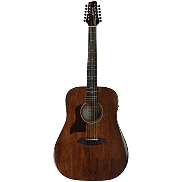 Sawtooth Mahogany Series guitarra electroacústica Dreadnought de 12 cuerdas para zurdos, con tapa de caoba maciza ST-MHG-AED-12-LH