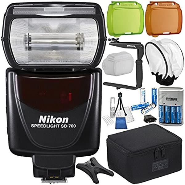 Nikon SB-700 AF Speedlight 6pc Bundle - Fabricante de incluye accesorios + 8 x pilas recargables + más 4808