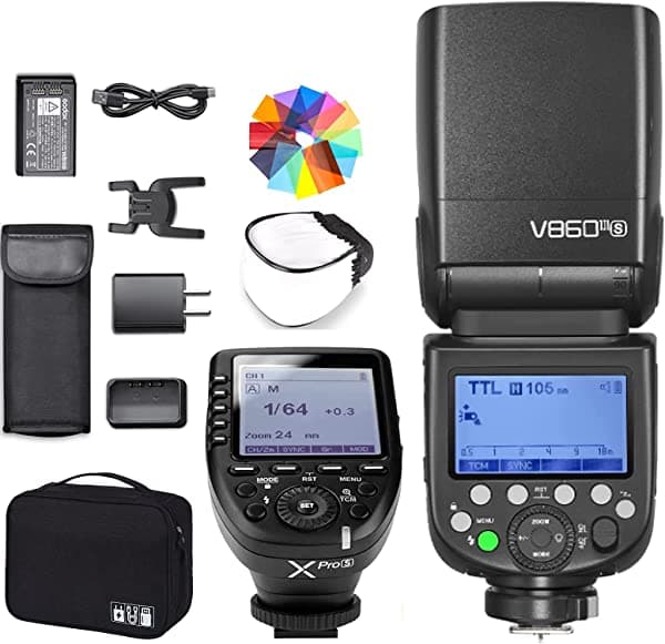 Godox V860III-S Flash Speedlight 2600mAh 1.5s tiempo de reciclaje y 450 flashes de potencia completa, 10 niveles de luz de modelado, cámara flash Speedlite para cámara Sony con transmisor de disparador de flash inalámbrico Godox XPro-S GD1113