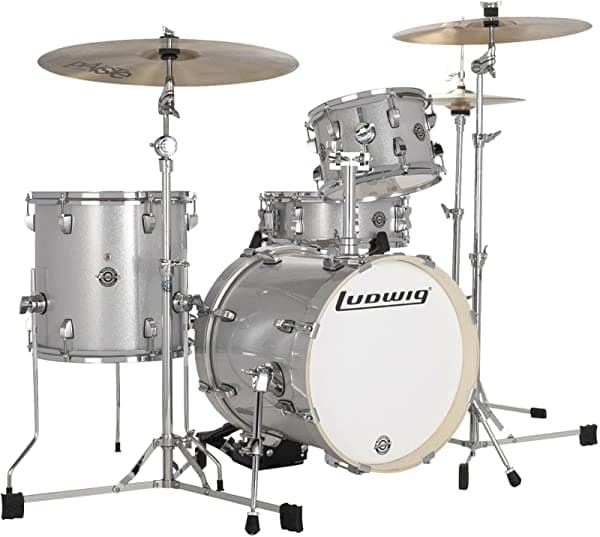 Ludwig Breakbeats by Questlove - Juego de batería de 4 piezas, color plateado brillante LC179X028