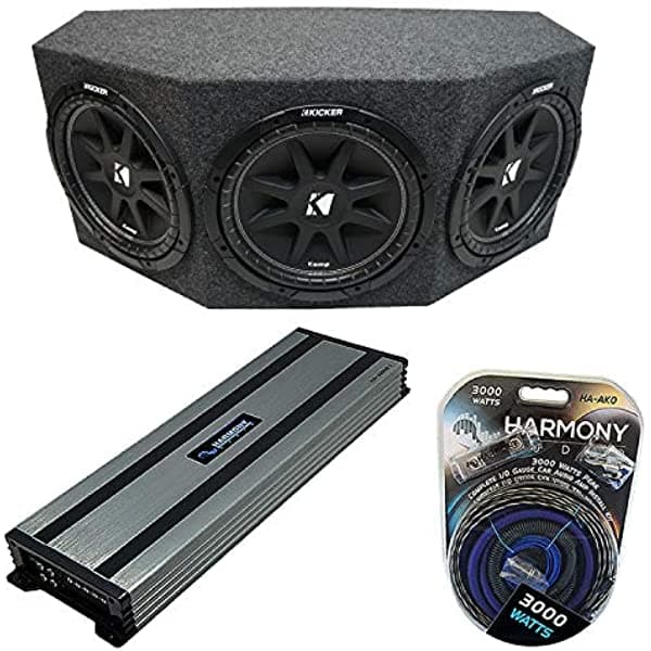 Kicker Bundle Comp C10 Triple subwoofer de 10 pulgadas con subwoofer de 1500 W y Harmony HA-A1500.1 Amp KICKER16-PACK1753-H
