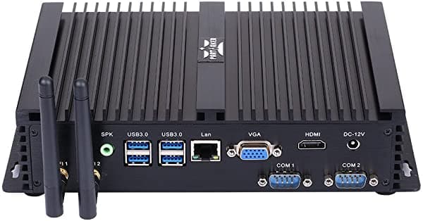 PARTAKER Industrial sin ventilador PC Mini PC con Windows/Linux Intel i3 5005U 2 Com i3, Negro ‎I3-I3 5005U-8G128G
