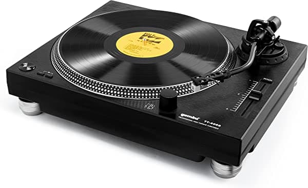 Gemini Sound Tt-4000 - Tocadiscos De Dj Profesional De Accionamiento Directo Alto Par Reproductor De Discos De Vinilo De 3 Velocidades Preamplificador De Fono Conmutable Control De Tono Variable Bandeja De Aluminio Fundido A Presión Interfaz De Audio Usb