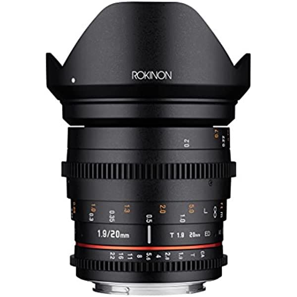Rokinon - 20 - 20 mm f/1.9 - 22 Fixed Prime 20 mm t1.9 como Ed UMC Cine DS lente gran angular Cine para Canon EF, color negro Canon Negro DS20M-C