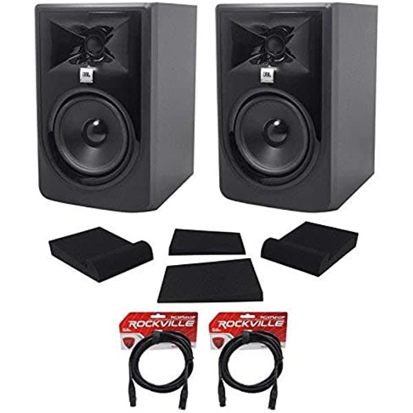 2 monitores de grabación de estudio JBL 305P MkII de 5 pulgadas, altavoces, almohadillas y cables XLR. (2) 305PMKII+RRS190S+(2) RCXFM10P-B