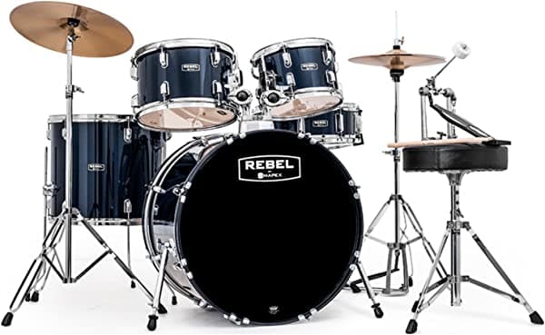 Mapex rb5294ftcyb Rebel 5-Piece Set de carga con hardware y platillos Royal Azul Con Bombo (22)