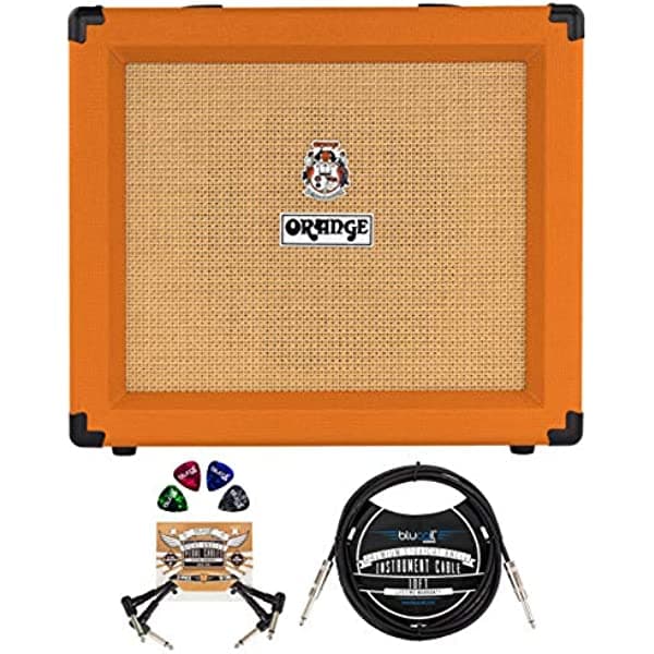 Orange Amps Crush 35RT 35 W 1x10 Amplificador Combo de guitarra (naranja) Bundle con Blucoil 10-FT Cable de instrumento recto (1/4 pulgadas), 2-Pack de cables de conexión de pedal, y 4-Pack de púas de guitarra celuloide A2127