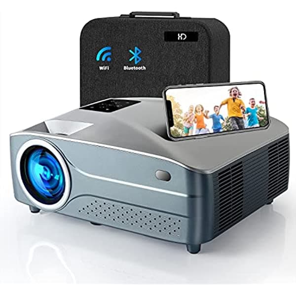 Proyector 4K con WiFi y Bluetooth, proyector de película XINDA 800 Ansi, Full HD Native 1080p, compatible con 4K, ± 50° 4P/4D, pantalla de 400 pulgadas, zoom, proyector exterior compatible con TV Stick iOS/Android/PS5