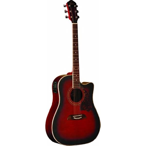 Oscar Schmidt OG2CEFBC-A-U Dreadnought Cutaway - Guitarra electroacústica - Flame Black Cherry
