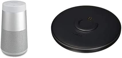 Bose SoundLink Revolve (Serie II) Altavoz Bluetooth portátil - Altavoz inalámbrico resistente al agua con sonido de 360°, plateado y SoundLink Revolve Base de carga Negro