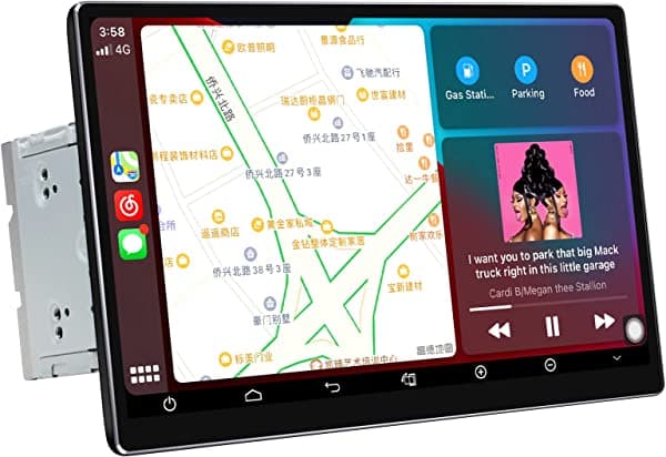 JOYING Carplay estéreo de 11.6 pulgadas Octa Core doble DIN para auto, Android 10, navegación con pantalla de 1920 x 1080, 8 GB + 128 GB, compatible con Bluetooth 5.1/AM/FM / módulo 4G / DVR / cámara de retroceso