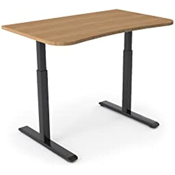 Ergonomyx Escritorio eléctrico de pie (funciona con Alexa y smartphone), tapa de bambú sólido de 1 pieza, control por smartphone, altura ajustable (mediano (48 x 30 pulgadas), tapa de bambú (patas negras)) SSDTBAMB3-F1BLA7-DEB3A1A1