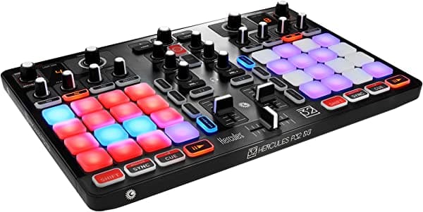 Hercules P32 DJ | Controlador de DJ USB compacto con 32 almohadillas táctiles de alto rendimiento AMS-DJCONTROL-P32
