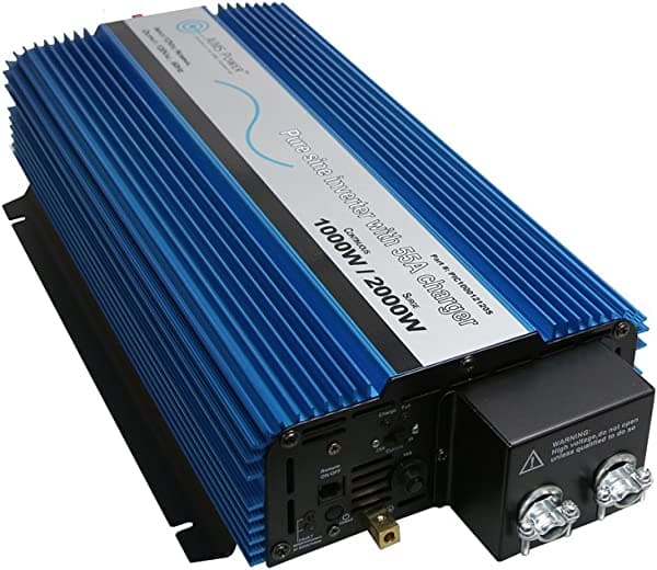 AIMS - Inversor de corriente sinusoidal pura de 1000 vatios con cargador seleccionable de 25/55 amperios e interruptor de transferencia automática PIC100012120S